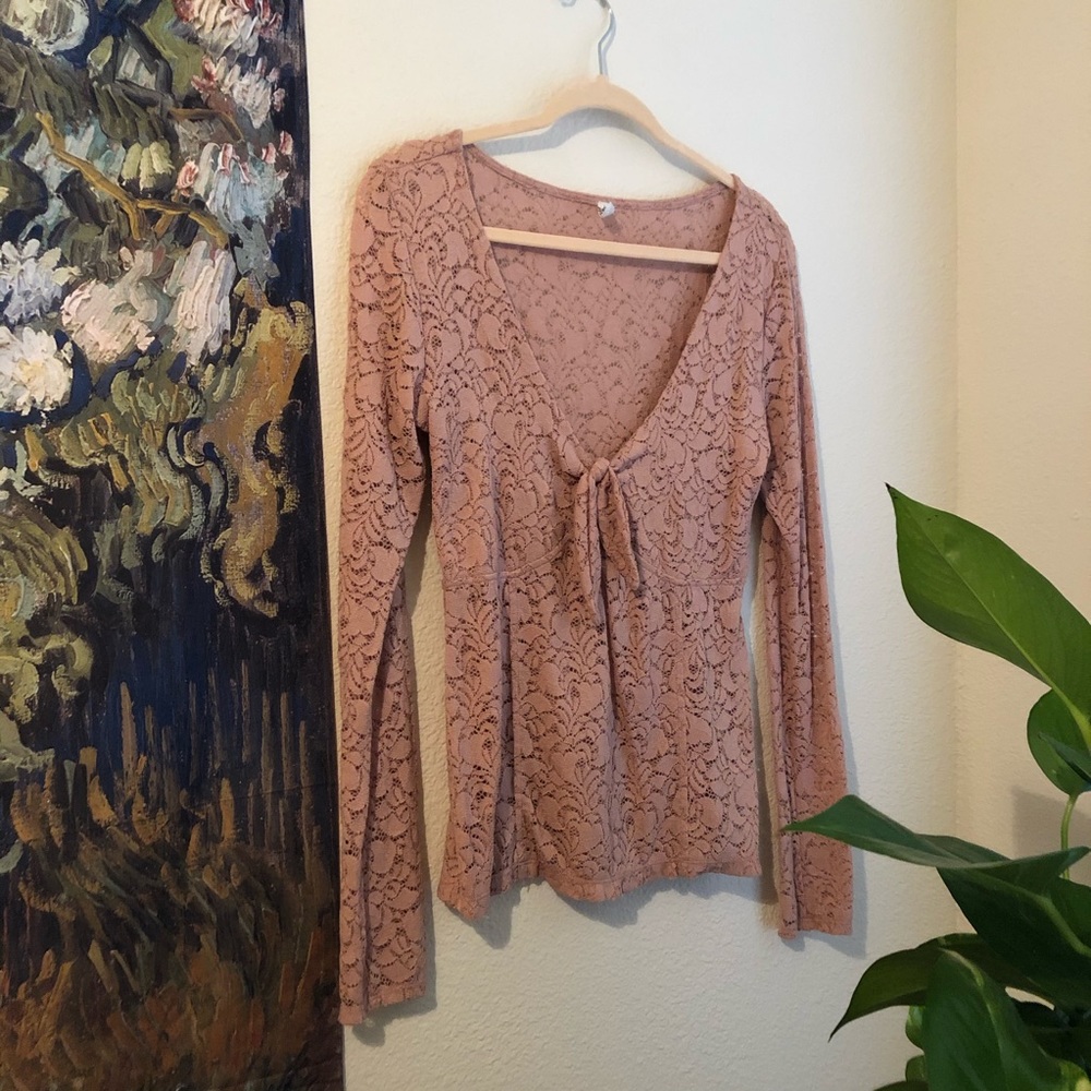 Free People In Your Arms Lace Long Sleeve Shirt